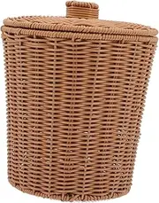 ANDRESLAD Home Decorative Swing Lid Trash Can Rattan Storage Basket Easy Clean Storage Bin