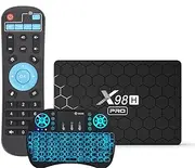 Android TV Box 12.0, X98H Pro 4GB RAM 64GB ROM, H618 Quad-Core 64Bits 1000M LAN Dual-WiFi 2.4G/5G 4K/AV1/3D/USB 3.0/BT 4.2 Set Top Box with Wireless Keyboard,4gb+32gb