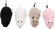 NOLITOY 4Pcs Wind Up Furry Mouse for Cats Dogs Realistic Plush Rat with Rotating Tails Engaging Indoor Pet Play Party Pranks for Bonding Interactive Fun