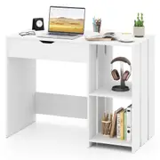 Costway Lift Top Computer Desk w/2 Open Storage Shelves Modern Office Laptop Desk Study Writing Table Workstation