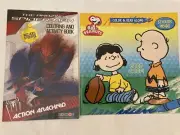 Spiderman Coloring Book, Peanuts Coloring & Read Along Book ( Stickers in each)