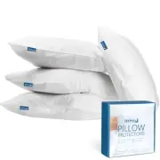 Waterproof Pillow Case Protector with Zipper 4 Pack Standard Size 20 x 26 inc...
