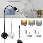USB LED Reading Night Light Flexible Touch Control Dimmable Bedside Wall Lamp
