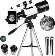 Bluetooth Earphone Astronomy Telescope for Kids Adults Beginners, 150X 70mm Aperture Telescope with Tripod Finder, Astro