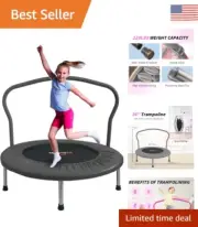 Foldable Mini Fitness Trampoline - 36-Inch - for Kids and Adults - Foam Handle