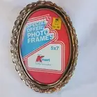 Vtg NOS Kmart Picture Frame Oval 5x7 Gold Tone Intricate Standing Base Advertise