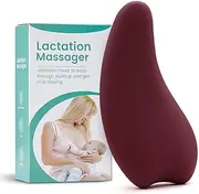 SaZaK Warming Lactation Massager Soft Silicone Breast Massager for Breastfeeding Heat + Vibration for Clogged Ducts Improved Postpartum Milk Flow