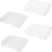 FIXOSHEE 4Pcs Stackable Desk Letter Tray Clear Document Organizer for Office Desktop File Holder Minimalist Storage Rack Stylish White Design for Use
