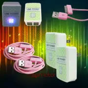 2X 4 USB PORT HUB AC WALL ADAPTER+3FT CABLE POWER CHARGER SYNC PINK GALAXY TAB