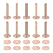 25 Set 10x3.3x19mm Solid Copper Rivets and Burrs Leather Fastener, Copper Tone