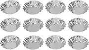 12Pcs Egg Tart Mold Mini Round Cupcake Pan Stainless Steel Baking Tool Set Kit for Homemade Desserts Pastries and Cakes