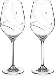 [DIAMANTE] Swarovski White Wine Glasses Pair - 'Angelina' Embellished with Swarovski Crystals - Set of 2