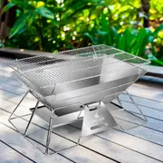 Moyasu Stainless Steel Charcoal BBQ Grill Folding Camping Fire Pit Portable Bag