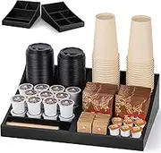 ANBOXIT Coffee Station Organizer for Countertop, Condiment Tray, Bar Accessories and Decor for Home, Office (9 Compartment, Two-in-One)