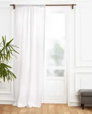 European Flax Linen Curtain 108 Inches Long, White 52 x 108 Inch Light Filter...