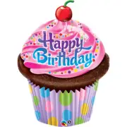 XL 35" Happy Birthday Cupcake Super Shape Mylar Foil Balloon Girls