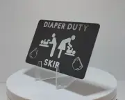 Diaper Change Duty Skip Card Premium Silver Foil PVC, Gift For Parents