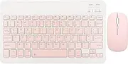 RongM 10 Inch Bluetooth Keyboard and Mouse, Portable USB Charging Keyboard, Ultra Thin Quiet Wireless Keyboard, Keyboard and Mouse Keys for Phones Laptop, Tablet (Pink)