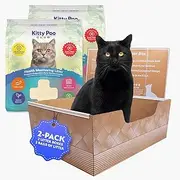 Kitty Poo Club Health Indicating Cat Litter 2-Bag Non-Clumping Lightweight with Disposable 2-Pack Cat Litter Box | Non Clumping, Super Absorbent Odor Control — Perfect for Multi-Cat Homes & Daily Use