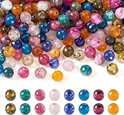 Craftdady 160Pcs 6mm Natural Agate Stone Beads 8 Colors Faceted Round Crystal Gemstone Bead Spacers for Crafts DIY Bracelets Earrings Jewelry Making Supplies