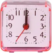 Pink，Mini Square Alarm Clock, Silent, Digital, Pink, for Desk, Table, Bedroom,