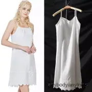 Women 100% Natural Cotton Dress Full Slips Under Dress Cami Chemise Nighty Sleep