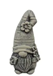 Latex gnome mold plaster cement elf flower shovel rubber mould 5"H x 2"W
