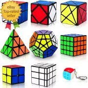 Speed Cube Set Puzzle Cube,9 Pack Magic Cubes Pyraminx Pyramid + 2X2 + 3X3 + 4X4