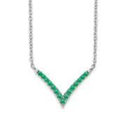 14k White Gold Emerald 18in. V-Necklace