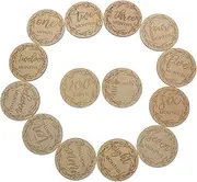 ibasenice 12pcs Wooden Newborn Milestone Cards for Growth Commemorative Cards Photo Props Birthday Milestone Set