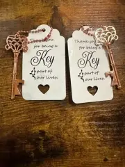 2 Rose Gold Tone Skeleton Key Bottle Openers