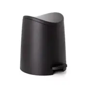 Small Plastic Bathroom Trash Can with Lid Black 3Liter Modern Step On Trash Can