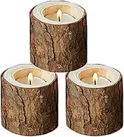 HZIYOU Wooden Tea Light Candle Holders Wood Tealight Holder Bulk Wood Slice Tealight Holder , for Wedding Table Centerpieces, Halloween |Christmas Party |Valentine's Day
