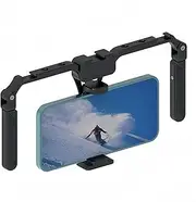 Handheld Phone Rig Stabilizer, Foldable Smartphone Grip Stabilizer, Aluminum Alloy Mobile Phone Stabiliser Cage for Video Recording Filmmaking, Fit for 2.4”-3.5” Phone Width