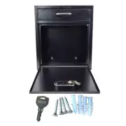 New Black Anti-Theft Stainless Steel Mailbox Heavy Duty Front Locking Cabinet