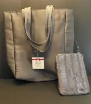 Bath & Body Works VIP 2012 Grey Tote Bag + Wristlet Sequins NWT