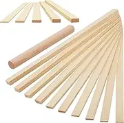 FairySandy 11 Pcs Pottery Teaching Rolling Mud Stick Guide and Wood Rolling Pin Set Include 10 Pcs 15.8 x 0.8 Inches Mudboard Guide and Clay Roller Tools for Manual Self Made Clay Gift Decoration