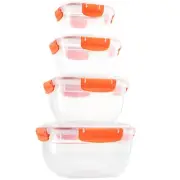 Superio Plastic Airtight Food Storage Containers, Set of 4, Square, Orange