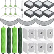 Replacement Parts for iRobot Roomba Combo 10 Max,Combo j9+,Combo j7+/Plus Robot Vacuum Cleaner,2 Rubber Brushes+3 Mop Pads+6 HEPA Filters &Side Brushes &Dust Bags