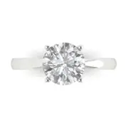 Solid White Gold Solitaire Anniversary Ring, 2 ct Round Cut Simulated Diamond