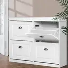 Artiss Shoe Cabinet Shoes Storage Rack Organiser White Shelf Cupboard 24 Pairs