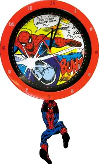 在飛比找樂天市場購物網優惠-Marvel蜘蛛人Spider-Man搖擺靜音掛鐘，時鐘/掛