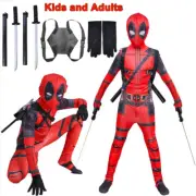Deadpool Costume Superhero Cosplay Full Mask Boy Kids Adult Lycra Morph Jumpsuit