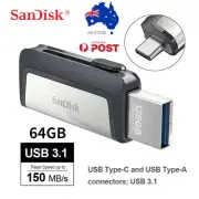 SanDisk Ultra Dual Type C USB 3.1 150MB/s 64GB Flash Drive Memory