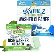 Eco-Gals Eco Swirlz Washing Machine Cleaner with Bonus Eco Scrubz Dishwasher Cleaner Add On 36 Count Deep Cleaning Tablets
