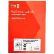 PPS Inkjet Laser Address Labels 33UP 100 Sheets