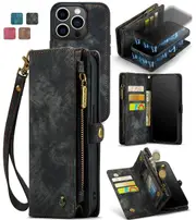 CaseMe 2in1 iPhone 16 Pro Max Detachable Case Wallet Cover Apple ProMax [Black]