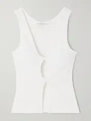 [Christopher Esber] Christopher Esber - Cutout Twist-front Ribbed-knit Tank - White - UK 6 UK 6 White