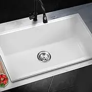 Welba Kitchen Sink 70x45cm Granite Stone Sink Laundry Basin Single Bowl White