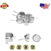 Versatile Induction-Compatible 11-Piece Cookware - Heavy Gauge Stainless Steel